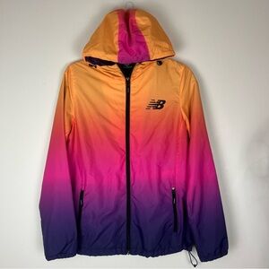 NEW BALANCE Colorful Ombre Windbreaker Light Rain Jacket size Medium